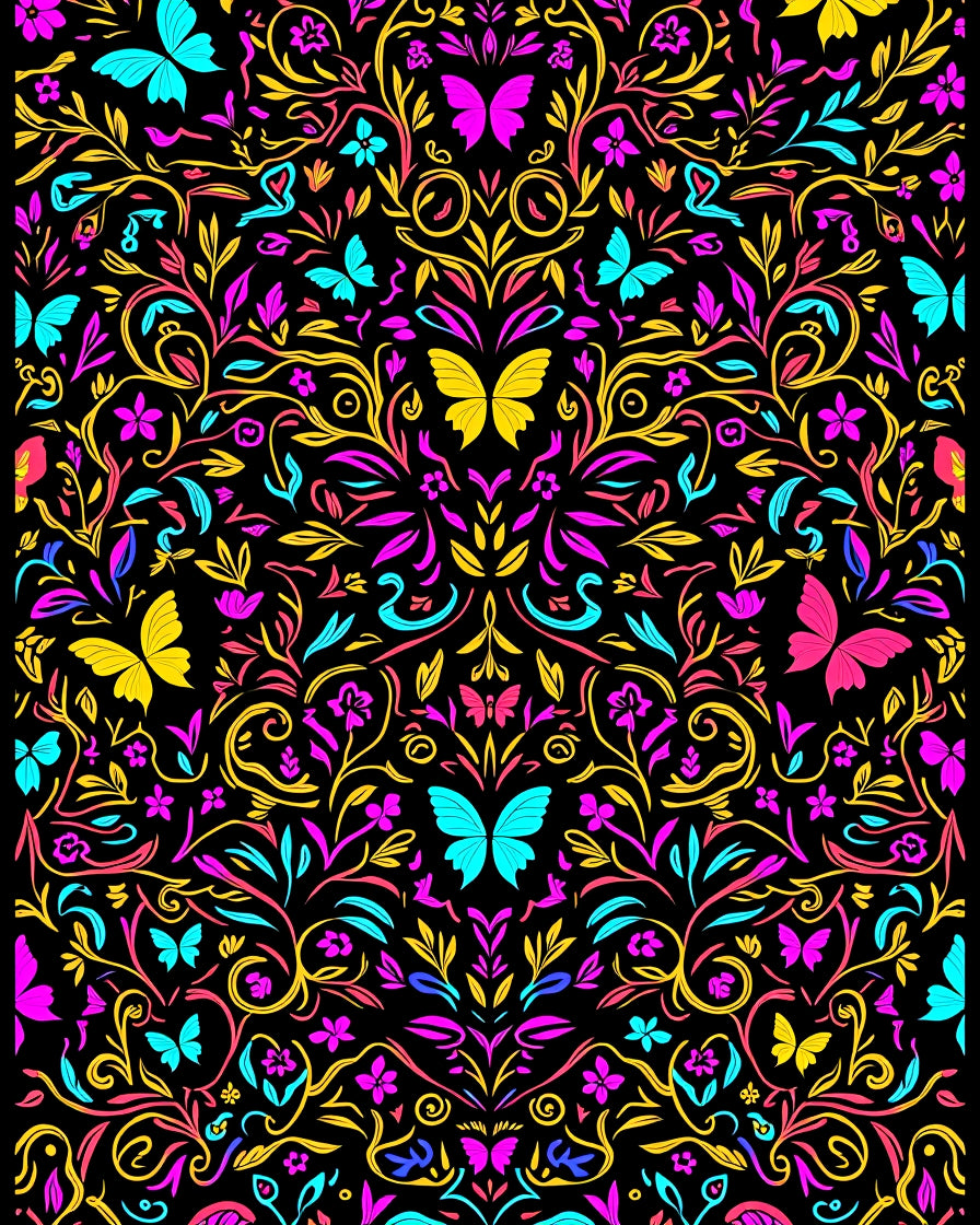 Vibrant Butterfly And Floral Pattern Rug