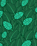Tropical Leaf Patterned Green Rug
