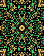 Radiant Yellow Green Floral Mandala Rug