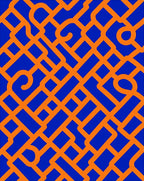 Vibrant Orange Intersecting Grid Pattern Rug