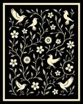 Birds and Flowers Whimsical Folk Art Rug