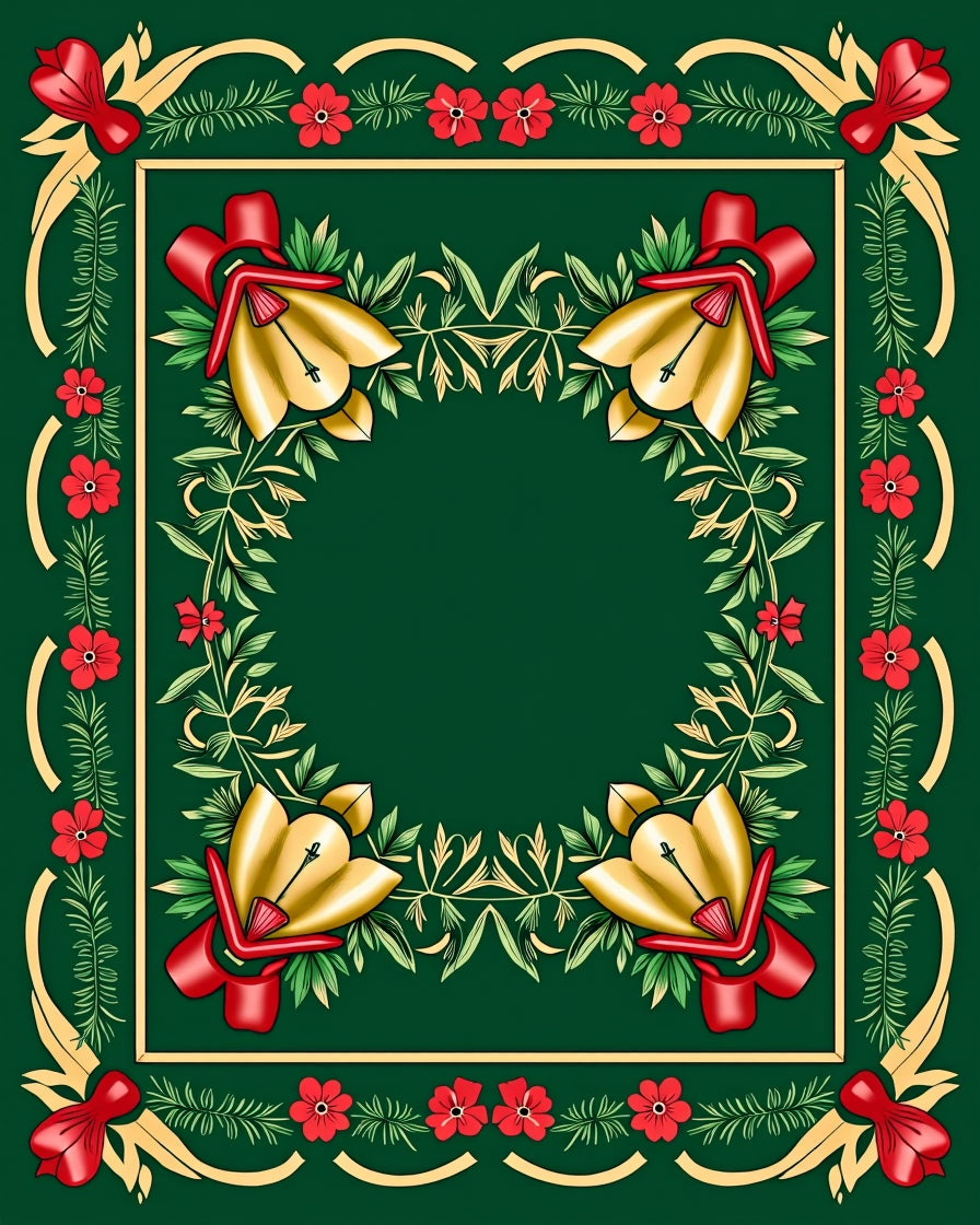 Ornate Floral Ribbon Border Design Rug
