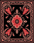 Elegant Red Floral Symmetry Rug