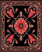 Elegant Red Floral Symmetry Rug