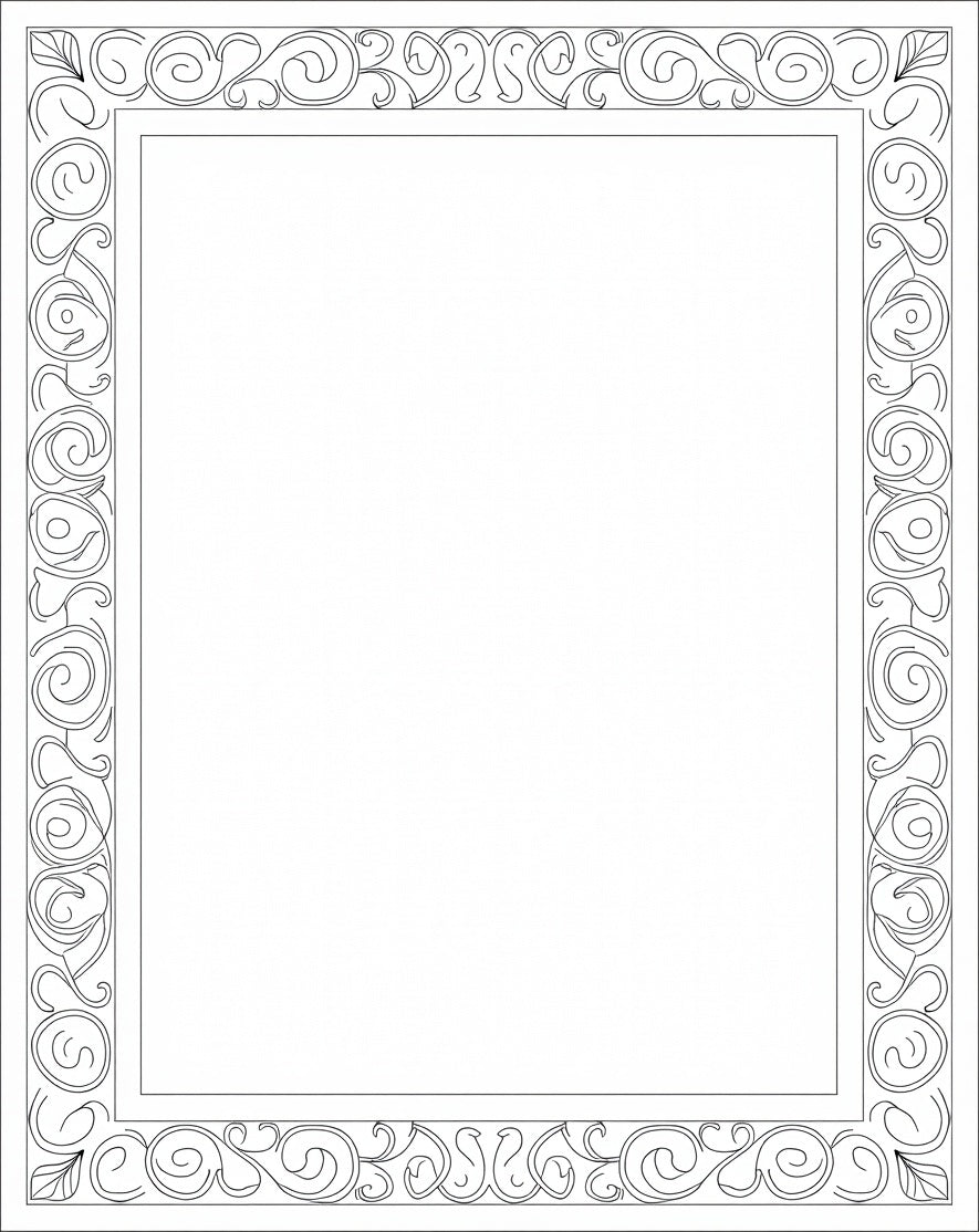 Black And White Scroll Border Design Rug