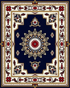 Rich Navy Red Gold Central Medallion Rug
