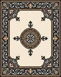 Ornate Black Gold Mandala Pattern Rug