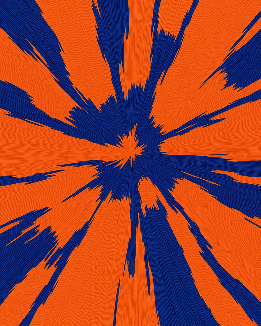 Starburst Orange Blue Abstract Pattern Rug