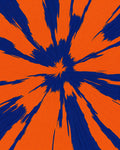 Starburst Orange Blue Abstract Pattern Rug