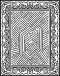 Intricate Geometric Frame Maze Pattern Rug