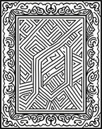 Intricate Geometric Frame Maze Pattern Rug