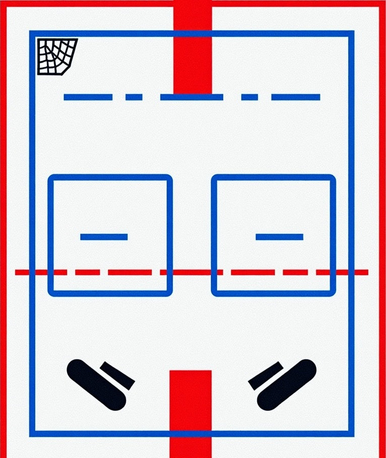 Bold Red Blue Ice Hockey Court Design Rug