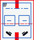 Bold Red Blue Ice Hockey Court Design Rug