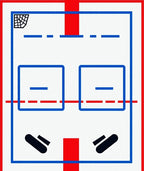 Bold Red Blue Ice Hockey Court Design Rug