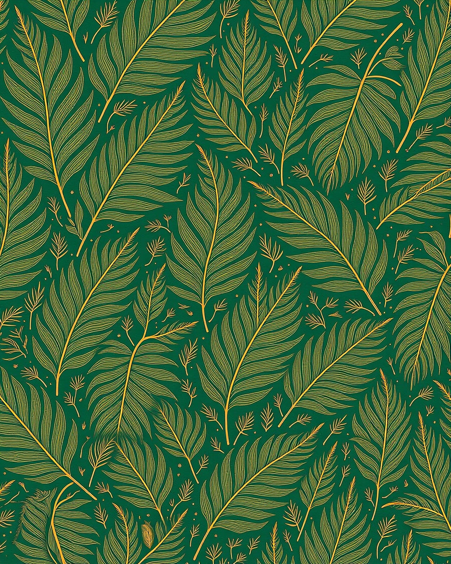 Emerald Green Feather Pattern Rug