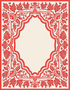 Ornate Red Floral Arch Design Rug