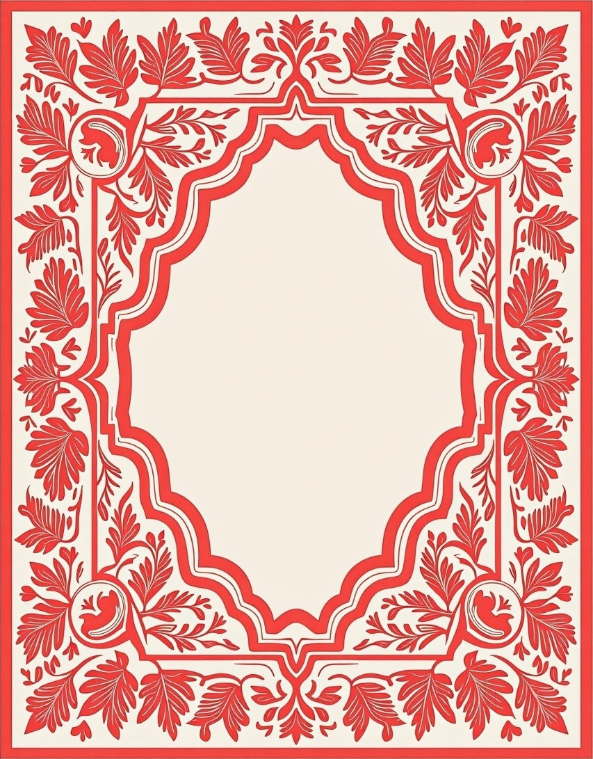 Ornate Red Floral Arch Design Rug