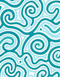 Teal Abstract Swirling Curls Rug