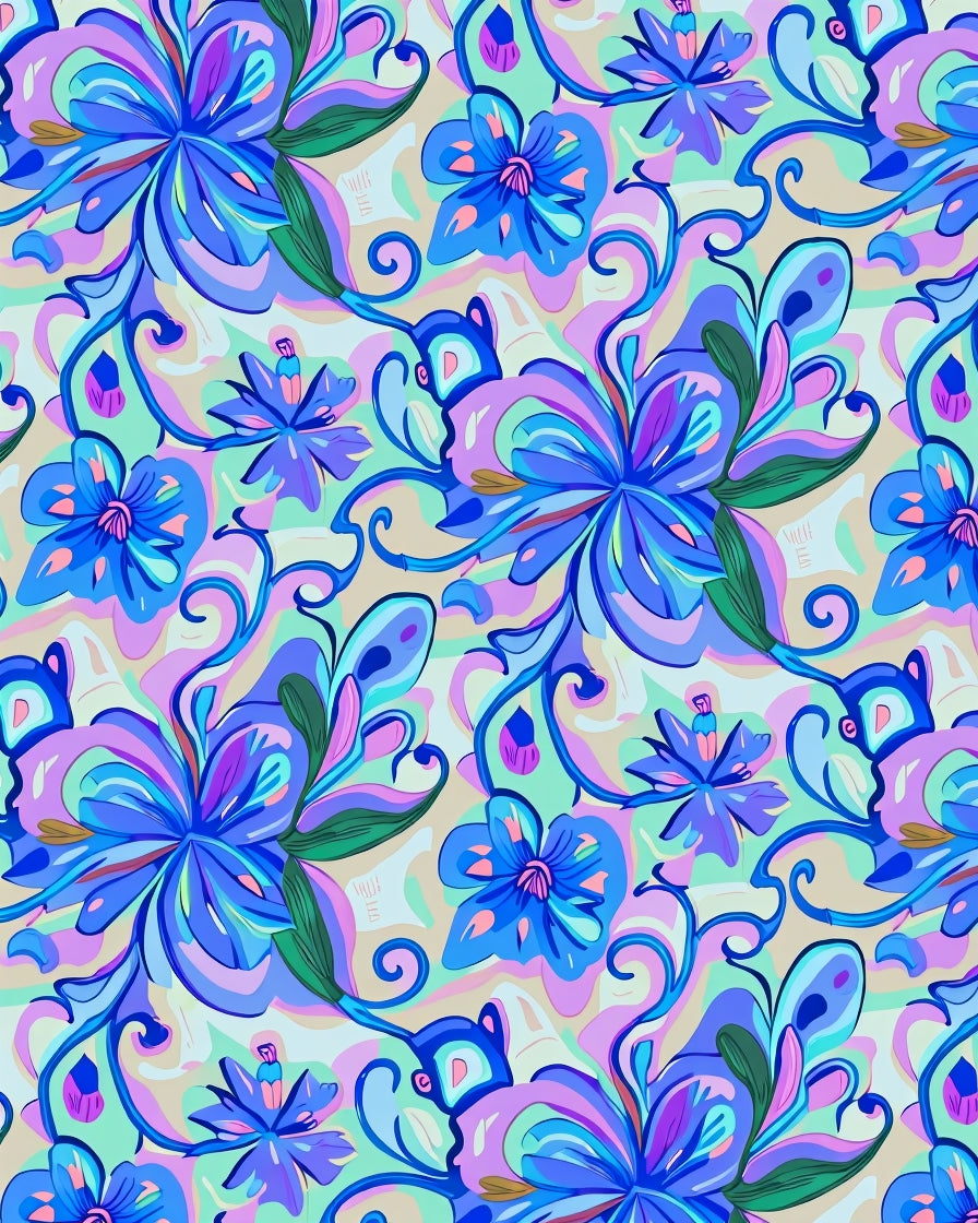 Vibrant Floral Swirls Art Print Rug