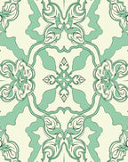Art Nouveau Mint Swirl Pattern Rug