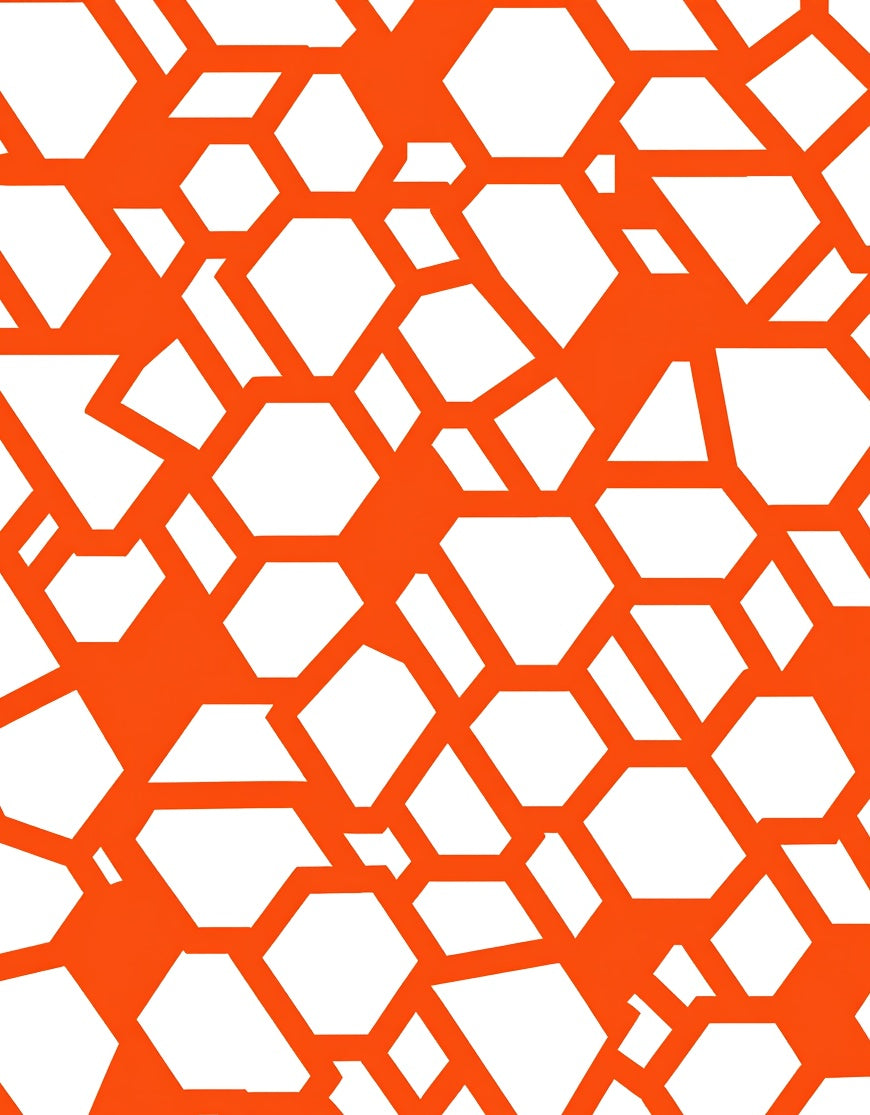 Abstract Orange Geometric Hexagon Design Rug