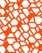 Abstract Orange Geometric Hexagon Design Rug