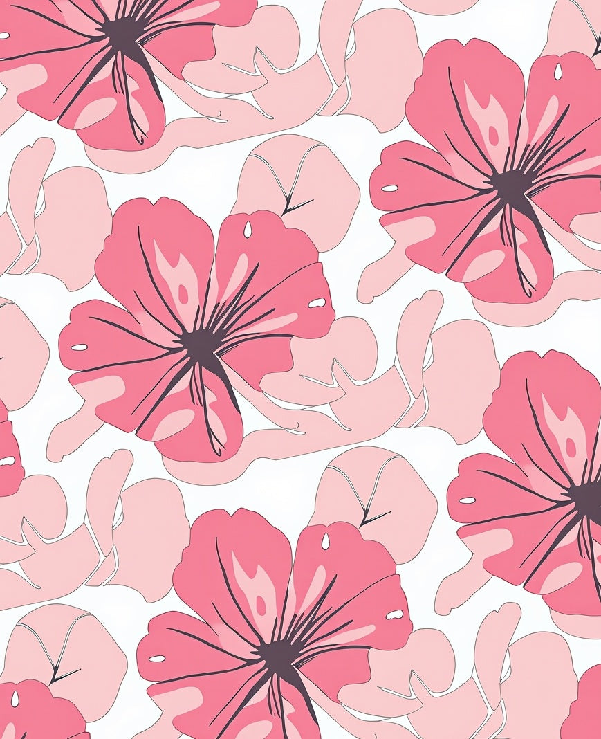 Sweet Pink Floral Sketch Rug