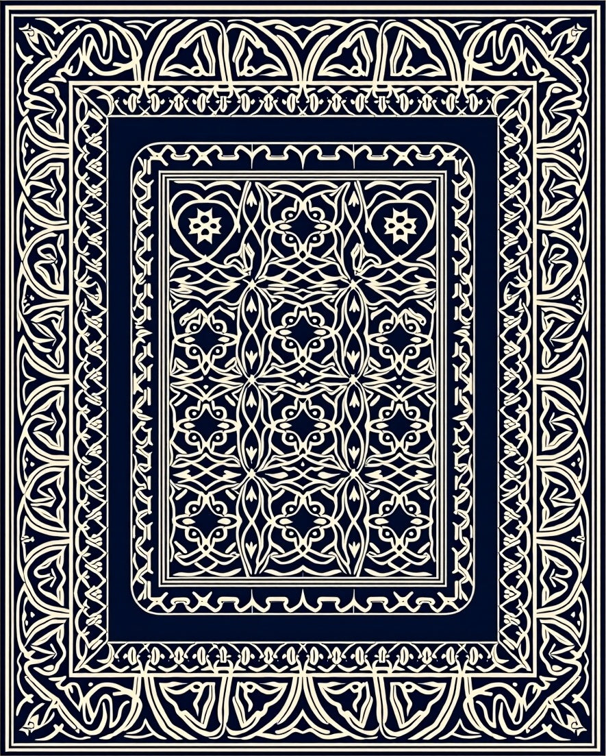 Intricate Symmetric Geometric Pattern Rug