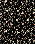 Black Floral Swirl Pattern Rug