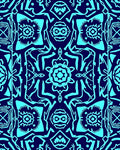 Bold Blue Intricate Tribal Design Rug