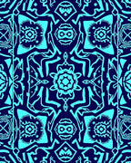 Bold Blue Intricate Tribal Design Rug