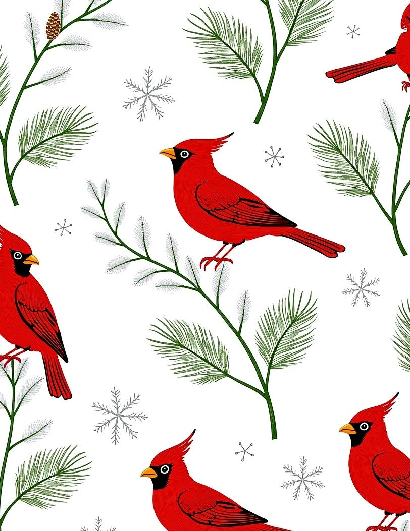 Cardinal And Pine Needle Pattern Rug