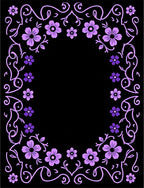Lavender Floral Frame Black Rug