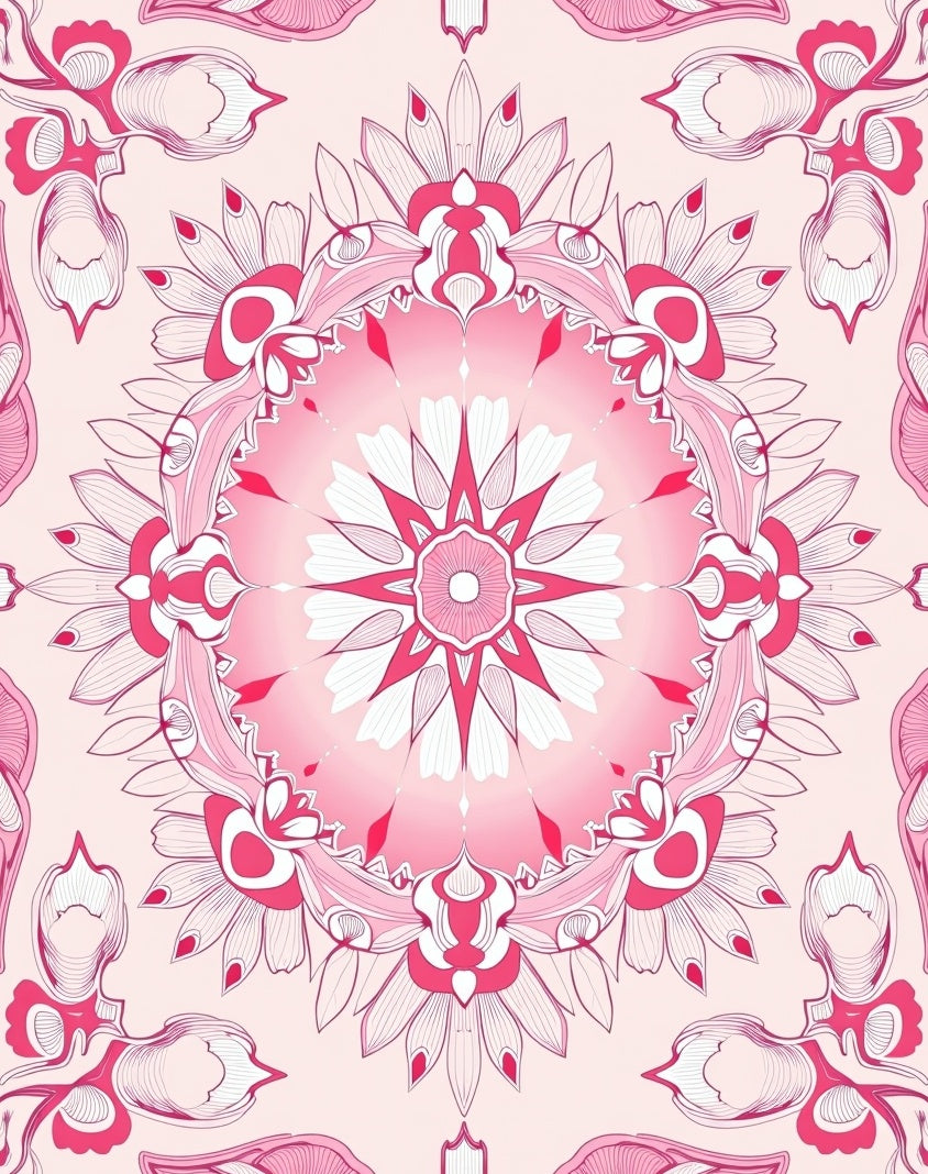 Circular Flower Blossom Pattern Rug