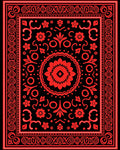 Bold Floral Bordered Central Medallion Rug