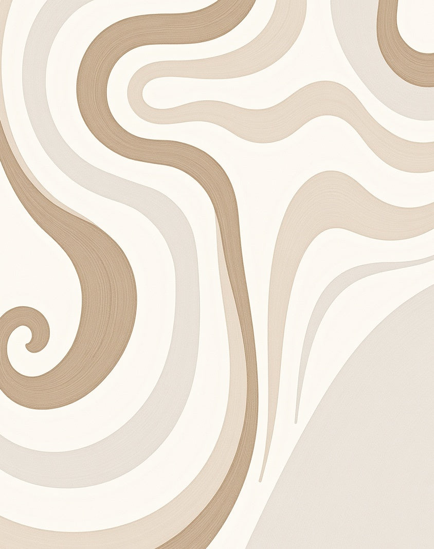 Beige Swirl Pattern Design Rug