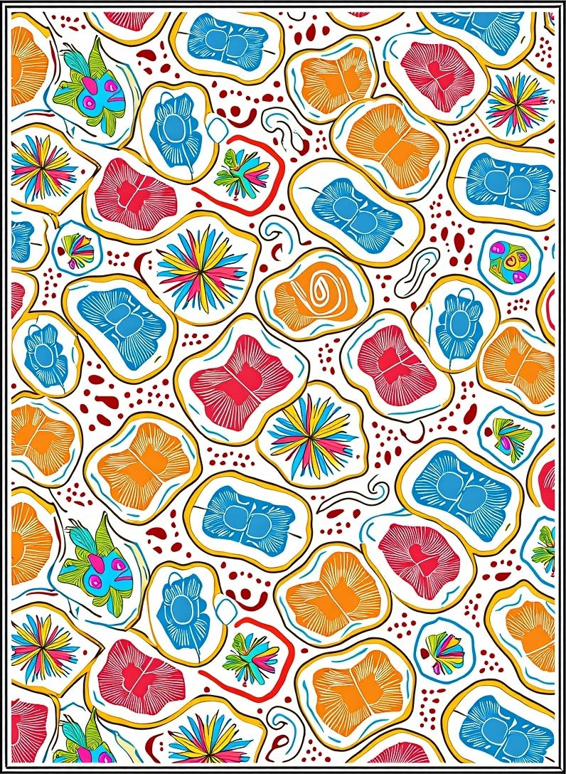 Colorful Abstract Cell Pattern Rug