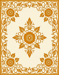 Orange Floral Border And Centerpiece Rug