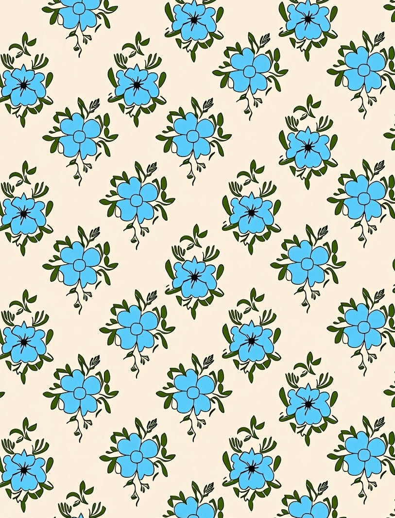 Light Blue Flourish Floral Pattern Rug