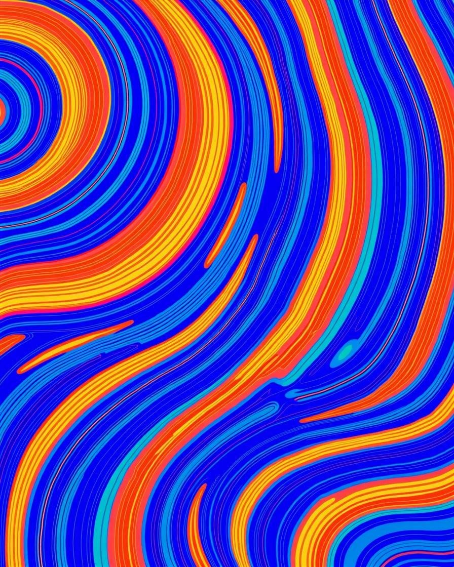Vibrant Swirled Line Pattern Rug