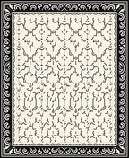 Cream Black Abstract Linework Geometric Rug