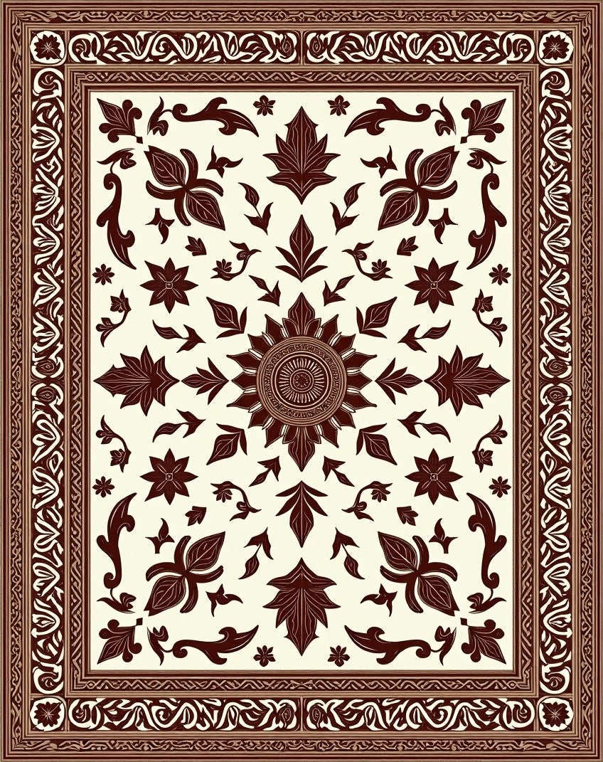 Rich Earth Tone Floral Medallion Rug