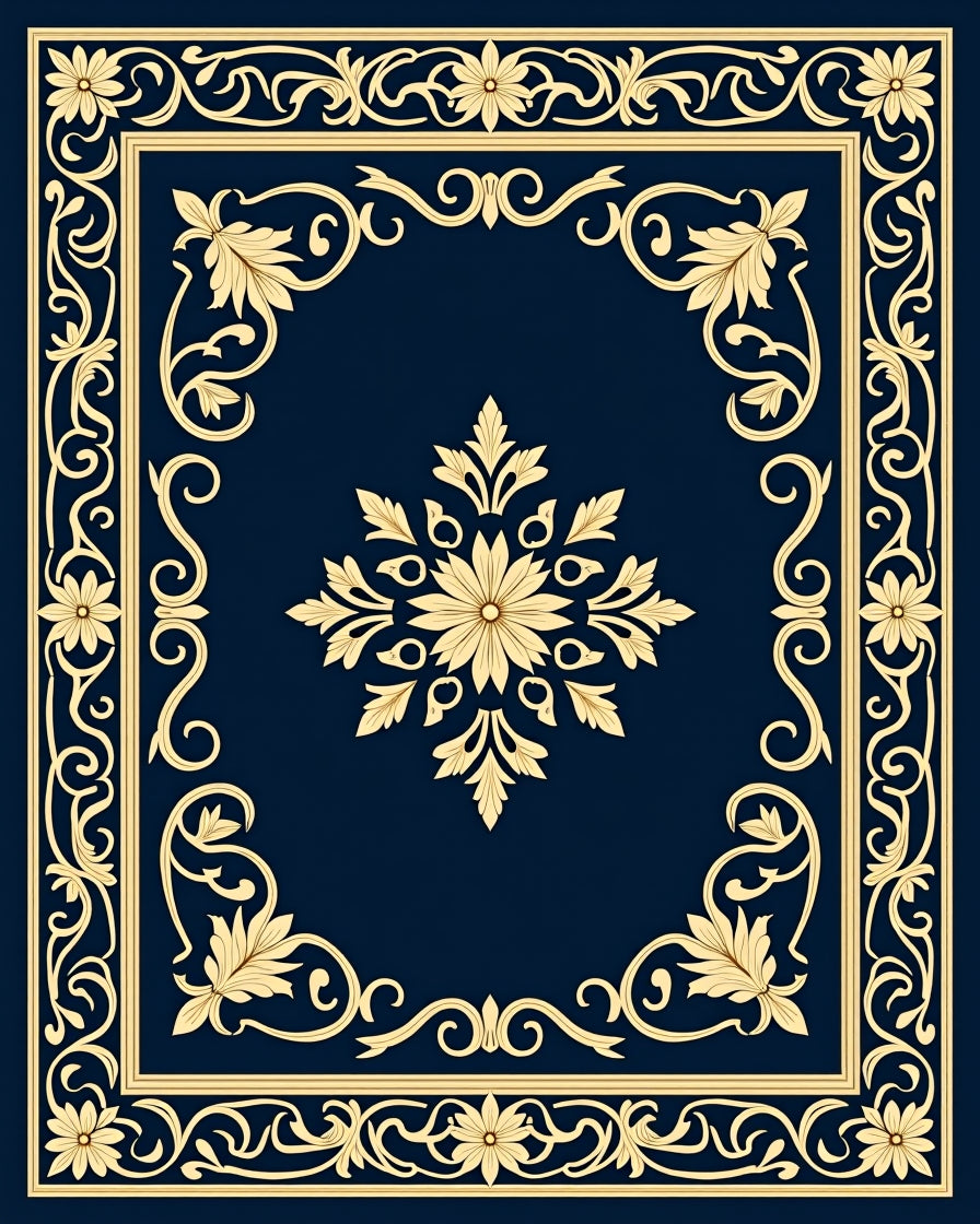 Ornate Floral Scrollwork Classic Design Rug