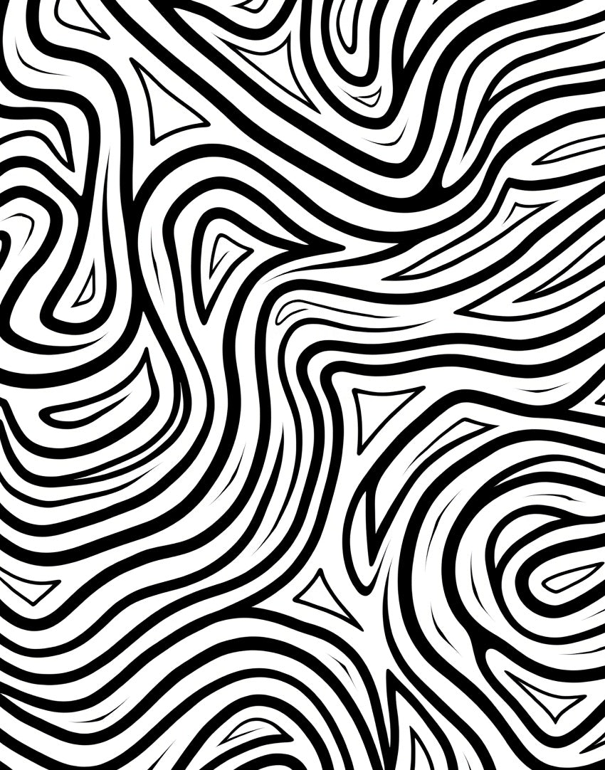 Abstract Bold Swirling Black White Rug