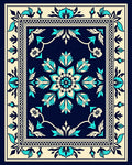 Traditional Floral Medallion Blue Ivory Rug