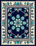 Traditional Floral Medallion Blue Ivory Rug