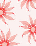Coral Sunburst Floral Pattern Rug