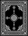 Classic Floral Medallion Black and White Rug