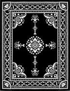 Classic Floral Medallion Black and White Rug