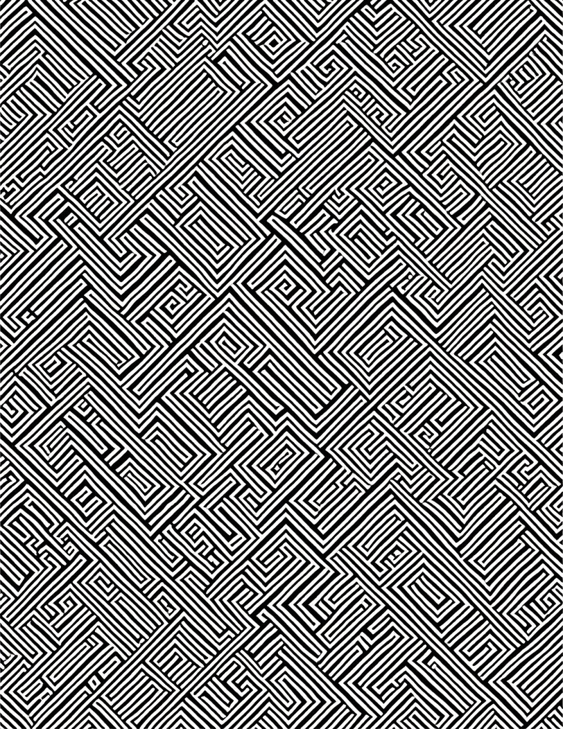 Monochromatic Maze Pattern Abstract Rug